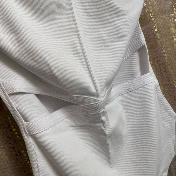 Abercrombie & Fitch white ribbed soft cutout halter neck bodysuit, XL NWT - Picture 3 of 5